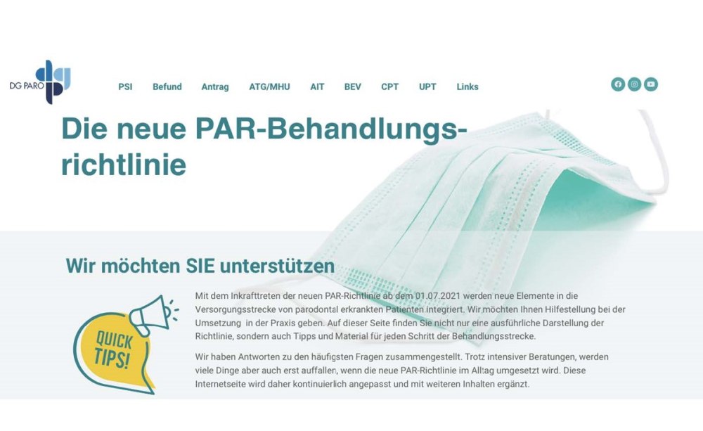 DG Paro PAR-Website Screenshot der DG Paro PAR-Website