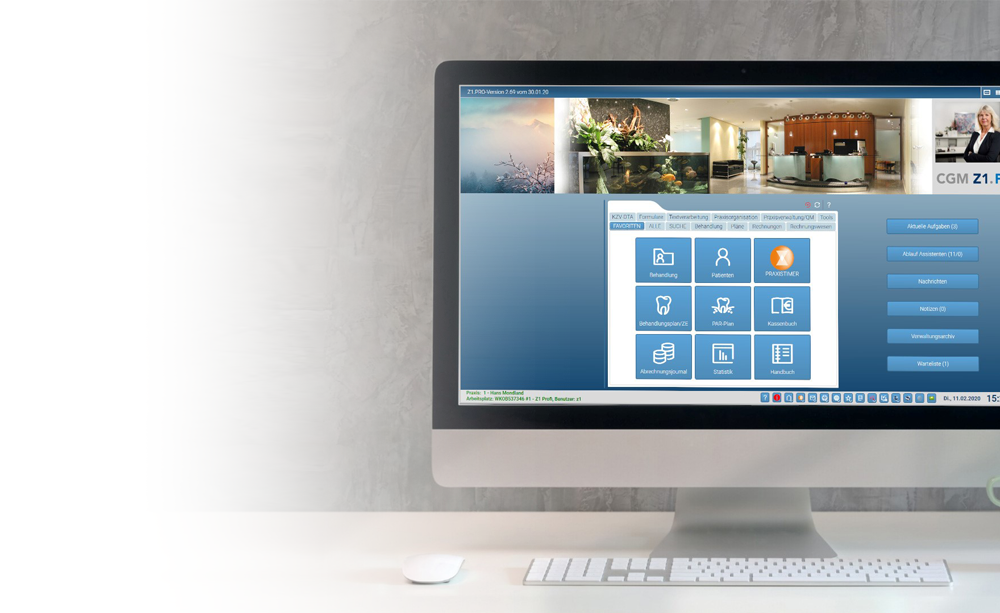 Die CGM Z1.PRO Software Montitor mit stilisierter Darstellung einer Website