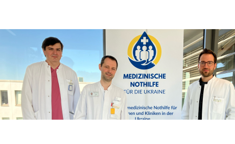 von links: Dr. Yaroslav Parpaley (Vereinsvorsitzender), Iurii Snopok (2. Vorsitzender) und Dr. Johannes Jungilligens (Schatzmeister) vom Universitätsklinikum 