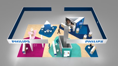 Stilisierter Messestand von Philips auf der IDS 2023