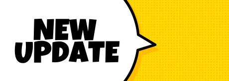 Ein Bild, das im Pop-Art-Stil links eine weiße Sprechblase mit dem Schriftzug "New Update" und rechts einen gelb gerasterten Fonds zeigt.