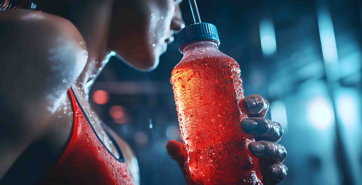 Sportlerin mit Energy-Drink